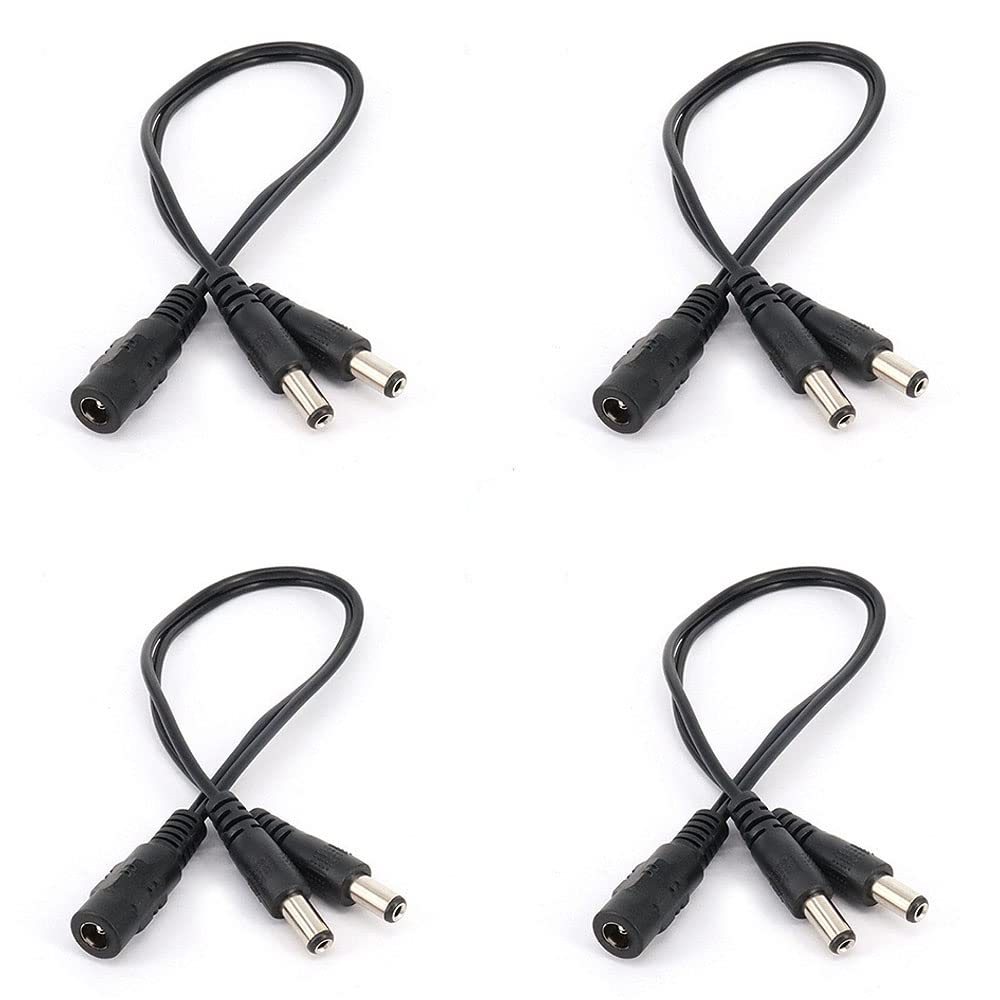 

LOYELEY DC Power Set of Bifurcation Зовнішній діаметр Внутрішній діаметр 1 жіночий до 2 чоловічих розгалужувачів для безпеки Світлодіодна стрічка CCTV Довжина Чорний кабель, 4,