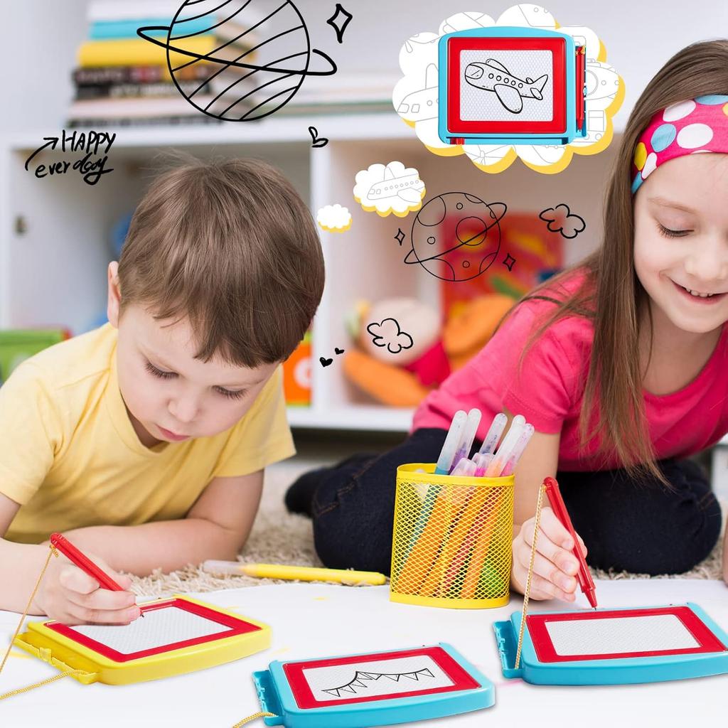 24 Pack Mini Magnetic Drawing Board for Kids, Small Erasable Sketch, Writing Pad Bulk Painting Toy Birthday Party Favor Christmas Gift Goodie Bags