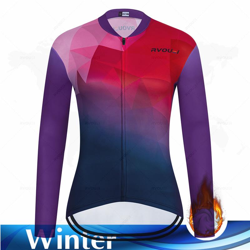 Thermal Long Cycling Jersey Set for Women, Outdoor Fleece, Riding Bike, MTB Clothing, Long Pant Suit, Ladies Cycling Clothes