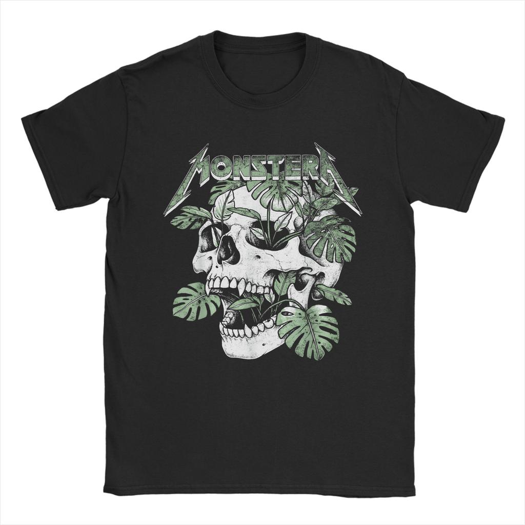 Harajuku T-Shirt Beach Monstera Skull Plant Lover Skeleton Grunge Hip Hop T-Shirts Pure Cotton Tee Shirt Short Sleeve Clothing