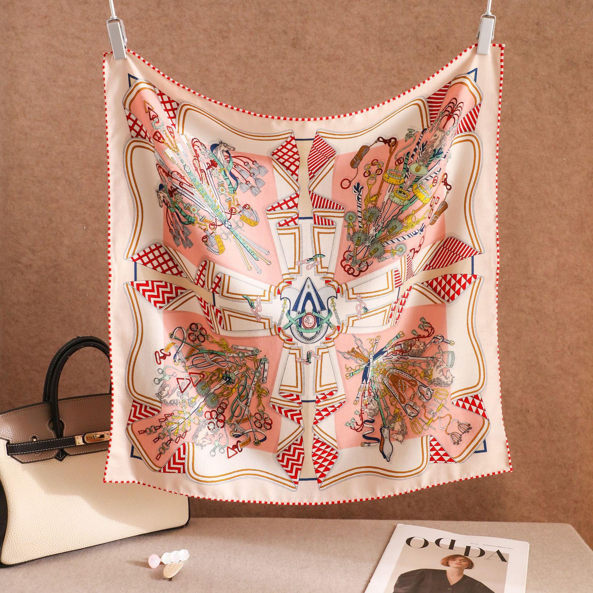 Korean silk wool silk scarf fashion versatile high-end sense wool mulberry silk skin-friendly 65cm silk scarf scarf women 65*65cm