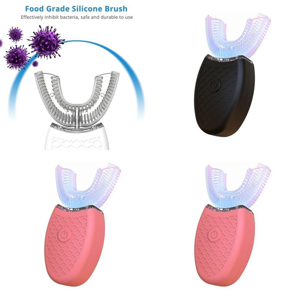 Escova de Dentes Elétrica Automática em Forma de U Com Clareamento Dental Inteligente por Luz Azul