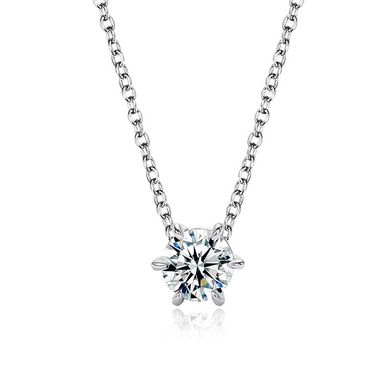 Huitan Minimalist Engagement Pendant Necklace Women Single Round Cubic Zirconia Eternity Jewelry for Wedding Chic Accessories