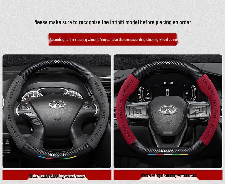 Infiniti Special Car Steering Wheel Cover - Genuine Leather, Suede, Carbon Fiber, Universal, Breathable, All-Season