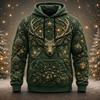 Men Unisex 3D Print Hoodie Embossed Style Deer Christmas Ornament Pullover Long Sleeve Casual Holiday Sweatshirt Winter Top