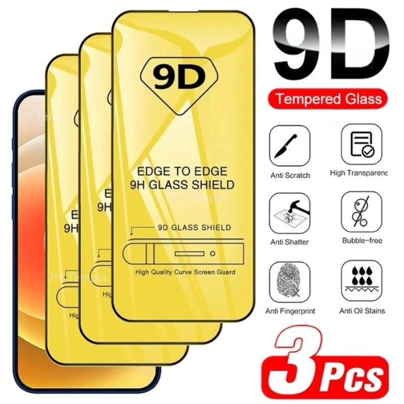 3Pcs Full Cover Tempered Glass For iPhone 14 15 16 17 Pro Max 13 12 11 XS Max XR Screen Protector Film