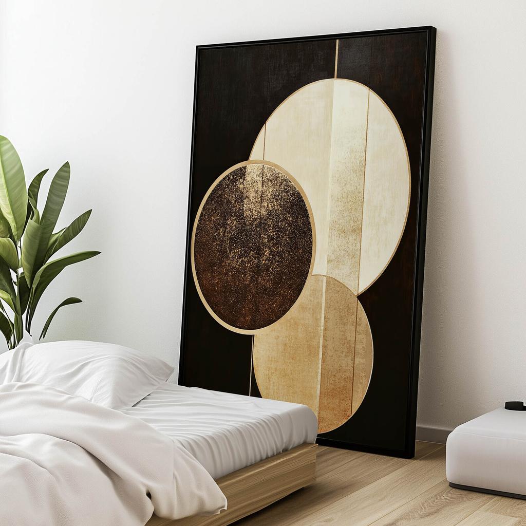 Abstract Poster With Three Wheels Abstract Poster With Three Wheels, 50X70 Cm, Dark Brown Wooden Frame, 230 Gsm Matte Paper