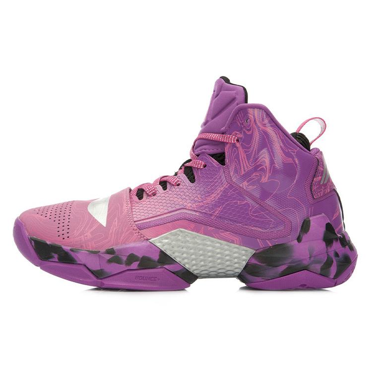 

LiNing Power 2 High Top Basketball Shoes Men s Black Purple 42