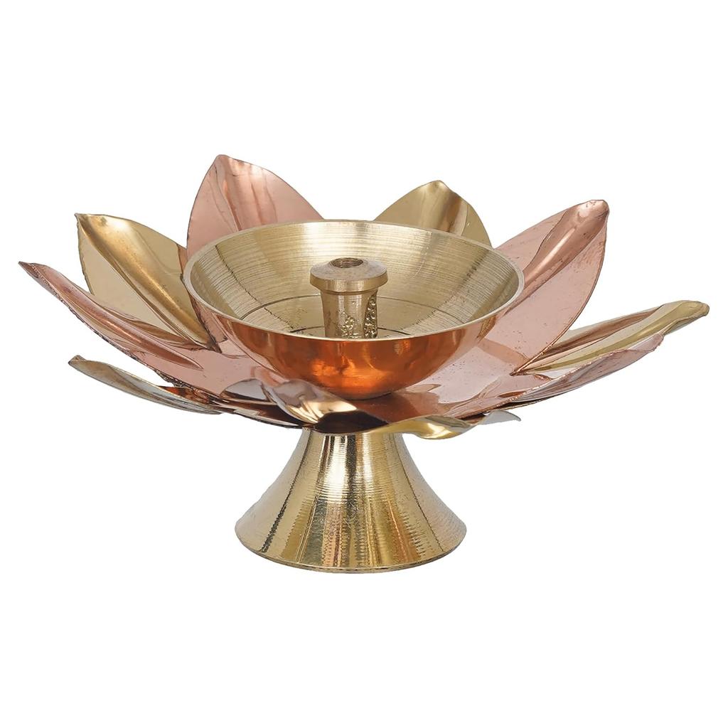 Golden Lotus Flower Shape Decorative Brass Diya for Diwali Pooja | Diwali Diya for Puja |  | Diwali Decoration Items for Home Decor