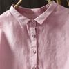 Johnature Women Vintage Shirts Summer Chinese Style Solid Color Sleeveless Turn-down Collar Button Casual Shirts