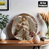 Vintage Angel Flower Metal Poster Wall Decor 8x8 Inch Round