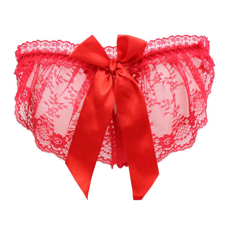 Erotic Panties Sexy Bowknot Sexy Lace Lace See Through Sexy T Pants Women's  Seductive Thongs