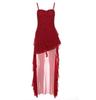 European-American Style 2024 Summer Solid Color Slim High-Waist One-Shoulder Spaghetti Strap Dress