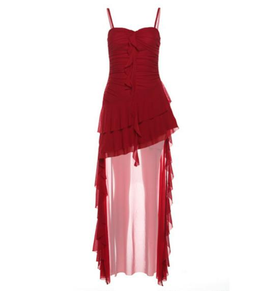 European-American Style 2024 Summer Solid Color Slim High-Waist One-Shoulder Spaghetti Strap Dress