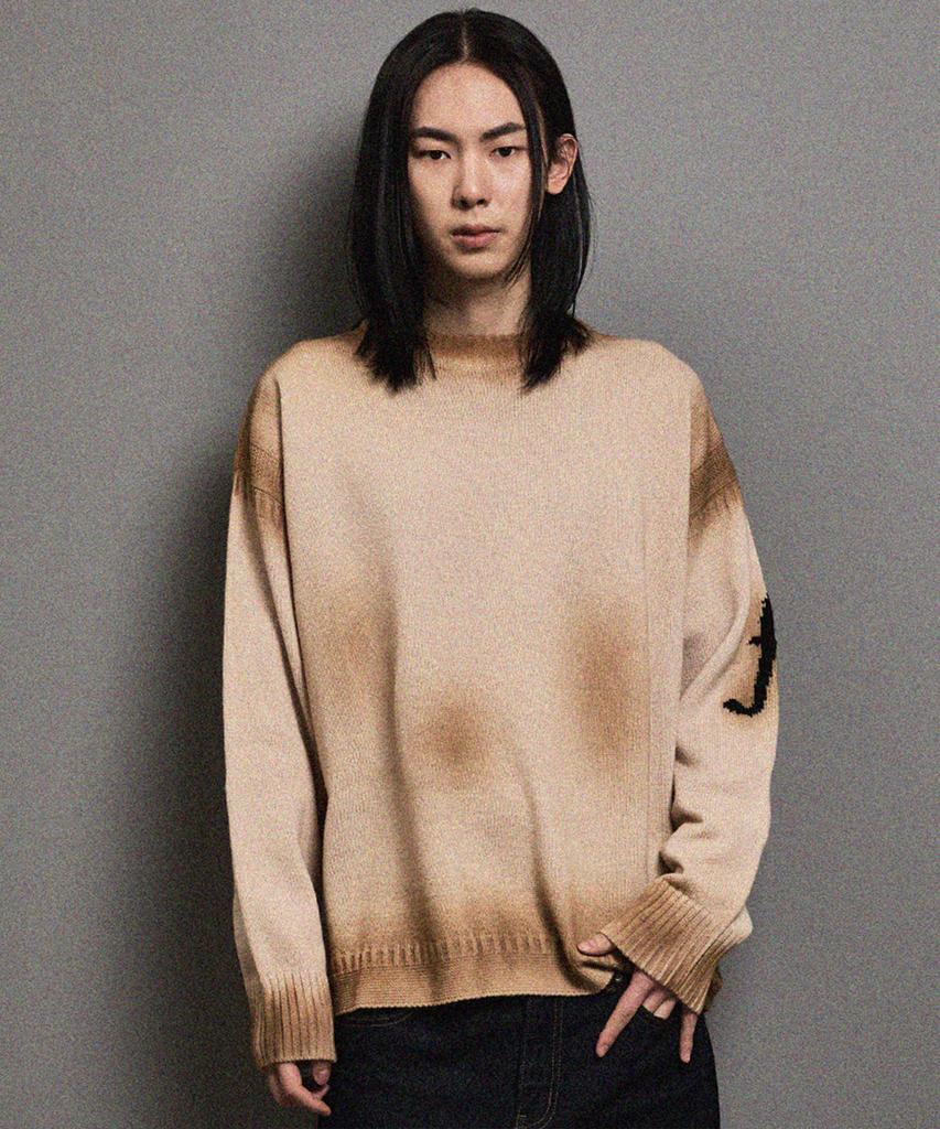 FFEFF STUDIO Vintage Washed Efro Logo Round Pullover (Beige)