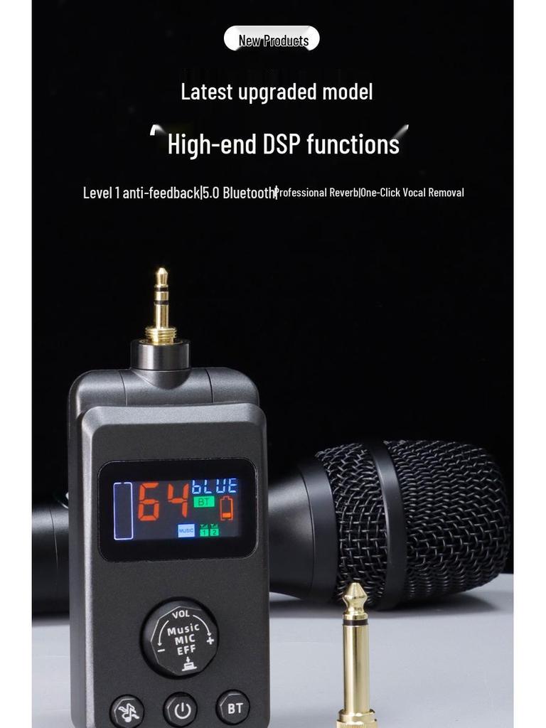 Bluetooth Wireless Microphone with Reverb: Universal DSP Anti-Feedback Mic for KTV Singing and Home Entertainment