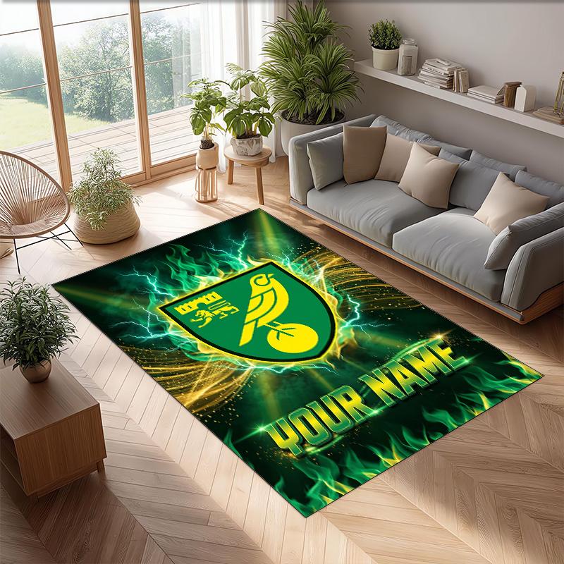 Norwich City Printed Crystal Velvet Rug Non‑Slip Crystal Velvet Carpet For Sofa Bedroom Indoor Home Decoration