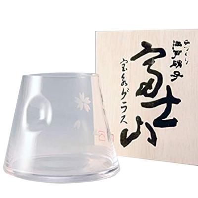 [Vetro Edo fatto a mano] Mt. Quando versi la birra, appare il monte Fuji! Tajima Glass Edo Kiriko Monte. Bicchiere da birra trasparente Fuji Hoei Glass con scatola di legno
