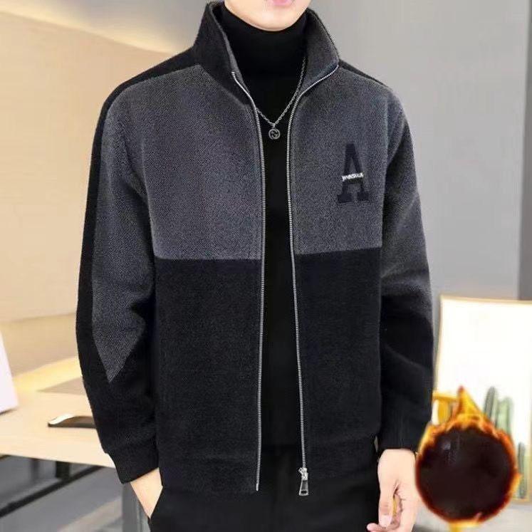Autumn and Winter Men's Jacket High-end Color Blocked Fashion Stand Up Collar Jacket Casual Warm Windproof Winter Men's Jacket