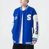 KOSIKINI Varsity Jacket for Men and Loose Cold Plus Size Women, Fit, Embroidered, Weather, Patchwork, Streetwear, (2XL, Blue)