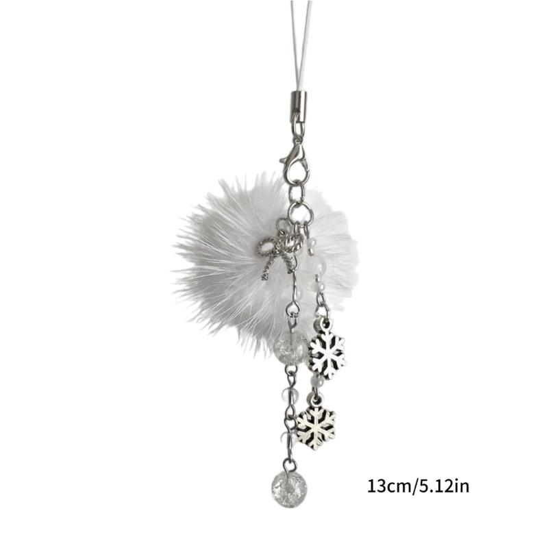 Adorable Bowknot Beaded Phone Charm Unique Beaded Bowknot Keychain Chic Snowflake Phonechain for Fashionable Individuals