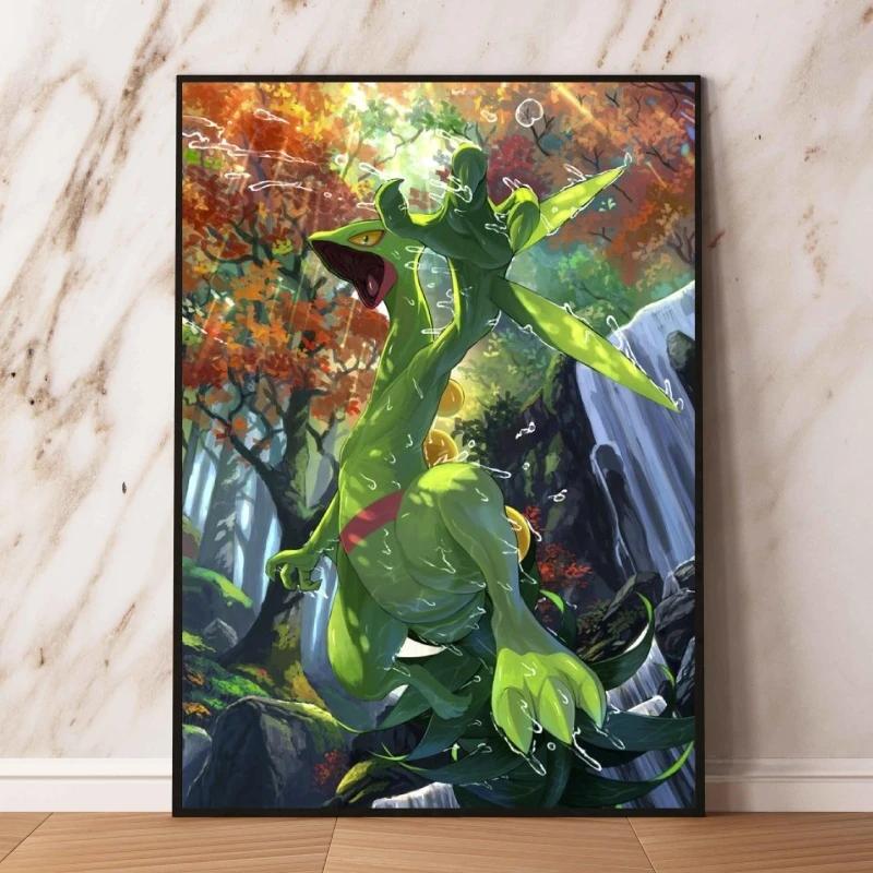 Eeveelutions Decorative Painting Cute Eevee and With Floral Elements High  Quality Wall Art for Home Decor Classic