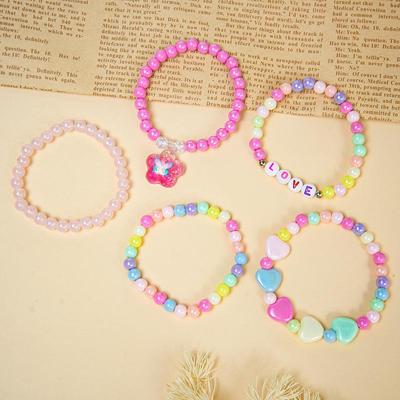 Trendy Children's Candy Color Beaded Bracelet - Handmade, Fashionable, Fresh Design