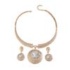 Fashion Necklace Earrings for Women Ladies Gold Zinc Alloy Inlaid with White Rhinestones Jewelry