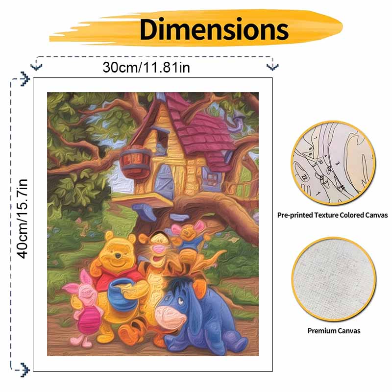 Disney Oil Painting Art Painting Set Winnie The Pooh Hundred Acre Home Wall Decor Handmade Gift