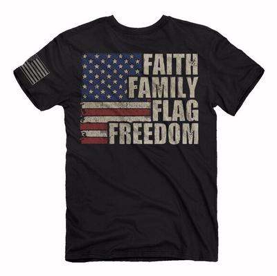 Faith Family Flag Freedom Fundamentals Short Sleeve T-Shirt  NEW Fast Free Ship Unisex T-Shirt