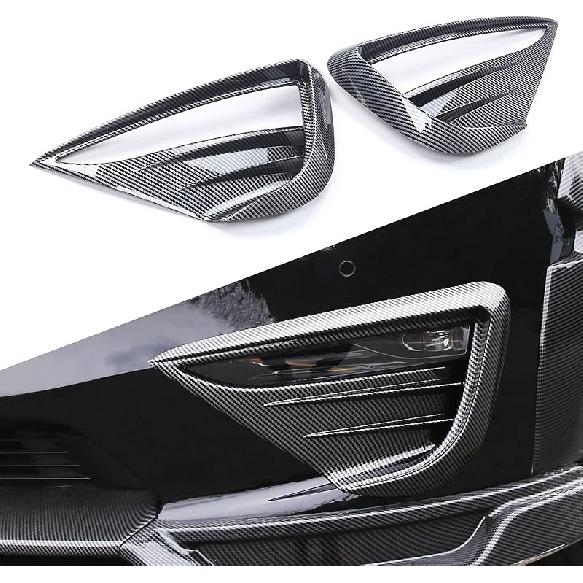 Yhcdsea For -2024 Tesla Model Y Front Fog Light Cover Trim Eyebrow Frame Decorative Accessories (Matt Black)