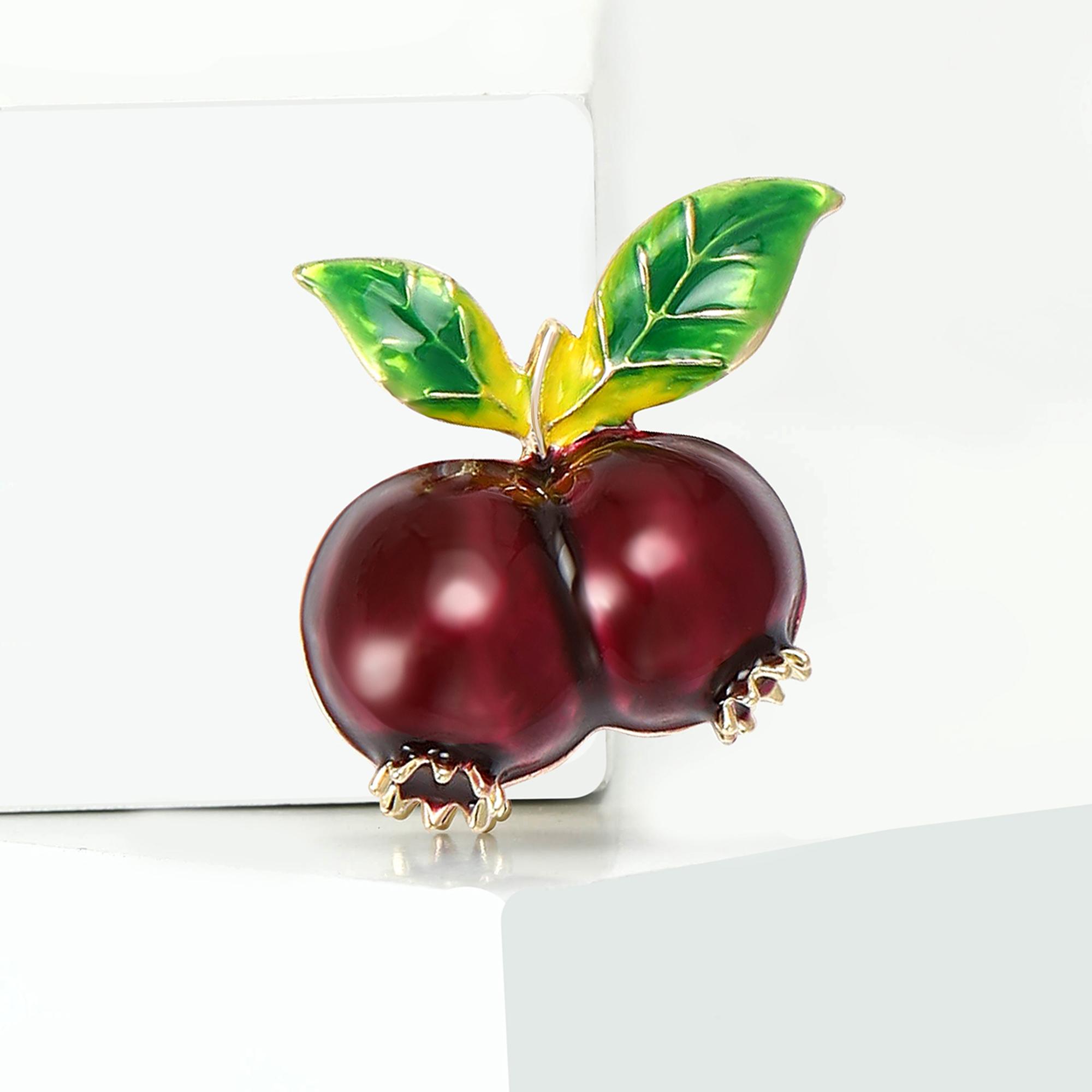 

Luxury Rhinestone Pomegranate Brooches for Women Unisex Enamel Fruit Pins Office Party Friend Fashion Gifts Jewelry Accessories