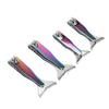 4pcs Fishtail Nail Clipper Set Stainless Steel Electroplated Accurate Cutting Long Handle Portable