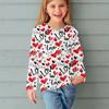 Fashion Children Casual Long Sleeved Letter Heart Pattern 3D Print Tops Funny Style Comfortable Round Neck Pullover Clothing