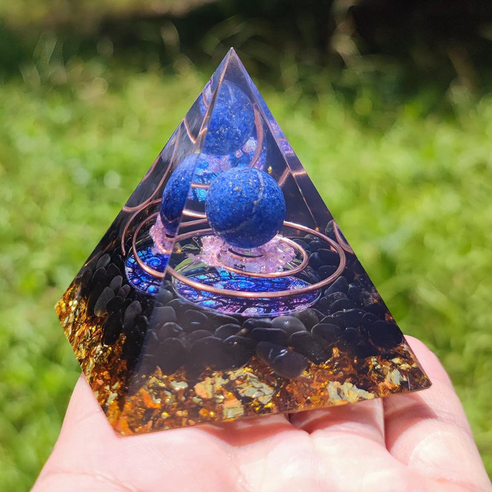 Amethyst Crystal Pyramid Healing Orgonite Chakra Energy Orgone Ornaments Home