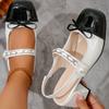 Mary Jane High Heels Women 2025 New Summer Round Toe Light Mouth Colorblock Metal Chain Slip Strap Square Heel Sandals
