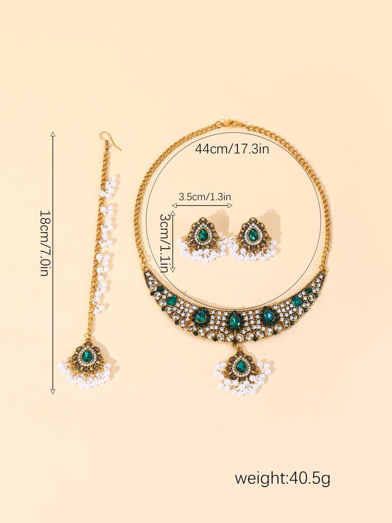 Ensemble de bijoux ethniques vintage rétro européen: Style Cour Drop Perle pour Femmes.