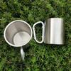 200ml Outdoor Camping Mug Stainless Steel Cup Traveling with Carabiner Handle Coffee Tea Mug Cookware Set Outdoor