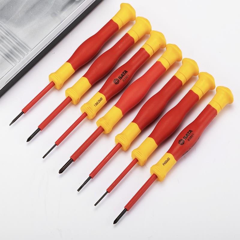 SATA 09318 Insulated VDE Slotted & Phillips Screwdriver Set, 7 pcs
