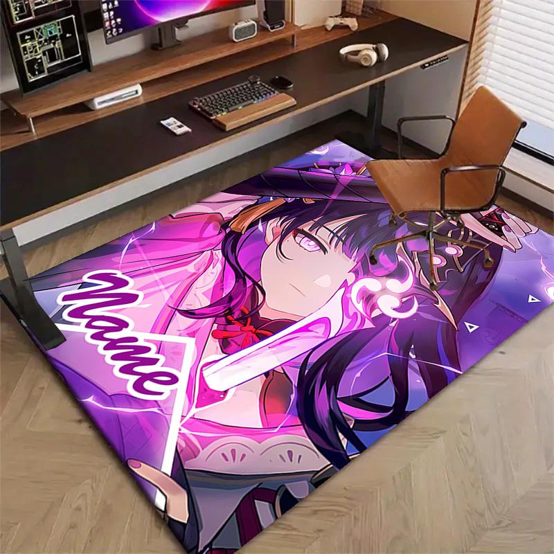 Custom Genshin Impact Mat Personalized Name, Polyester Washable Indoor Entryway Rug, Gift for Christmas, Easter, Thanksgiving Day
