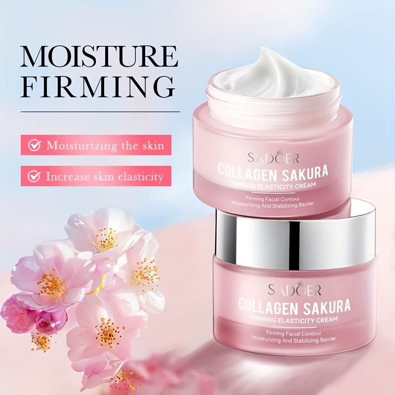 50g Kollagen Sakura Straffende Elastizität Gesichtscreme Feuchtigkeitsspendend, Geschmeidig, Zart Reduziert feine Linien Anti-Falten und Nicht fettende Hautpflegeprodukte