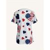 Dames Zomer T-shirt met Ronde Hals en Korte Mouwen met 3D Modieuze Liefdeshart Print Casual Top Machinewasbaar Geschikt voor Dagelijks Buiten Dragen