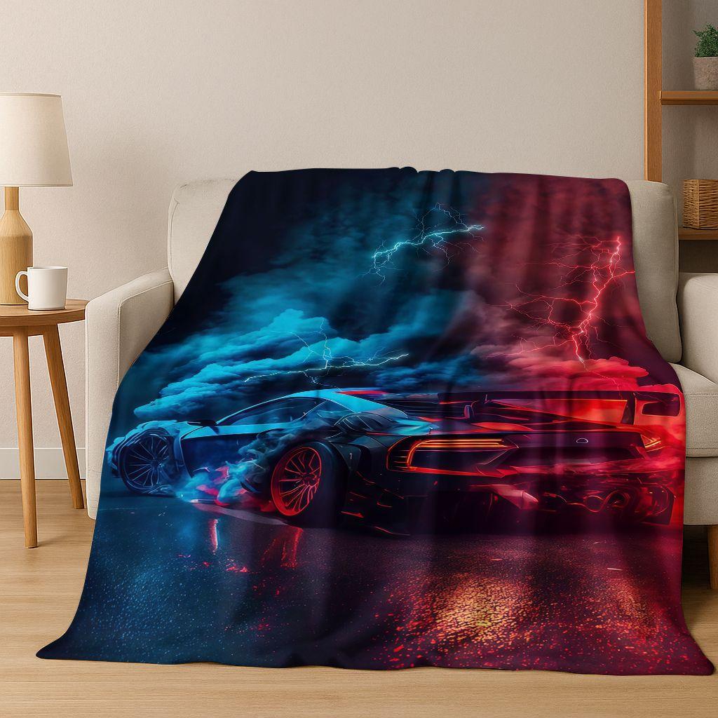 Future Concept Sports Car Racing Bike Art Flannel Blanket,Cozy Soft Throw Blanket for Home Bedroom Bed Sofa Picnic Cover Gift