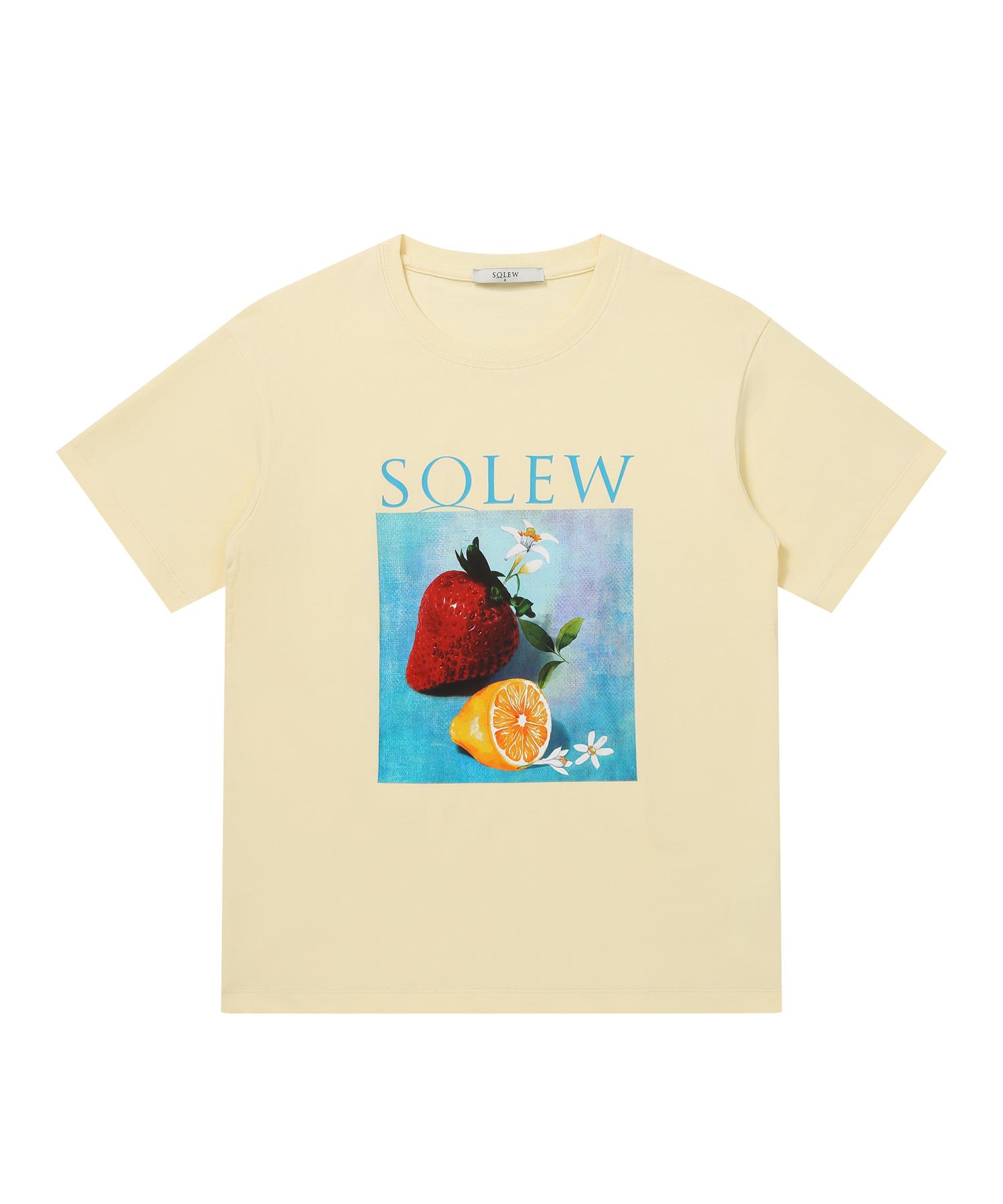 Soru Fruit Graphic Short Sleeve T-Shirt_Lemon L