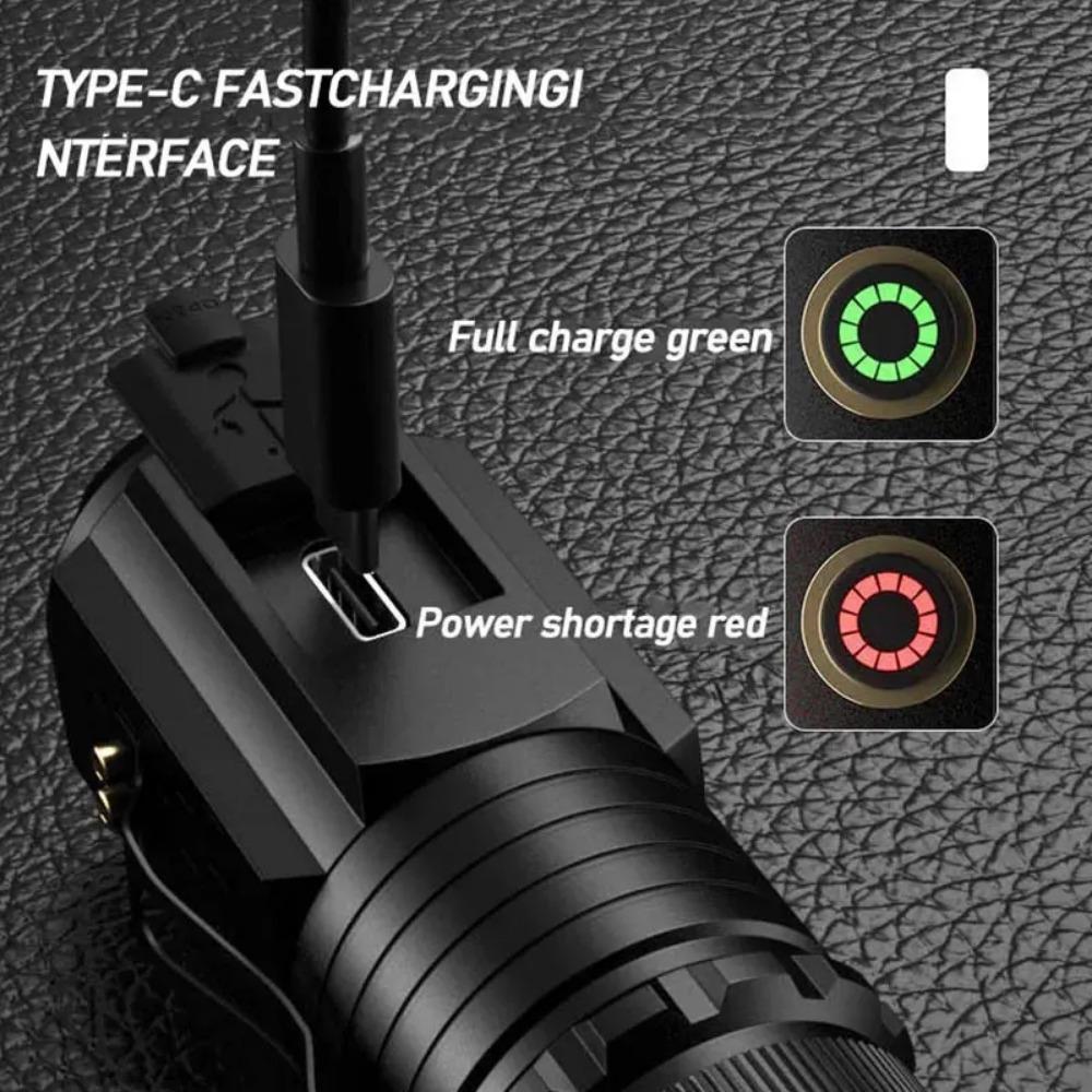 10000LM Mini Flashlight Powerful Type-C Rechargeable 10000LM Lamp with Tail Magnet Lantern Strong Light Long-range Flashlight