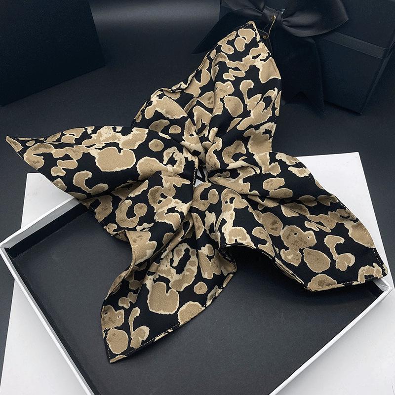 Korean Retro Leopard Print Square Scarf Hair Tie & Headband