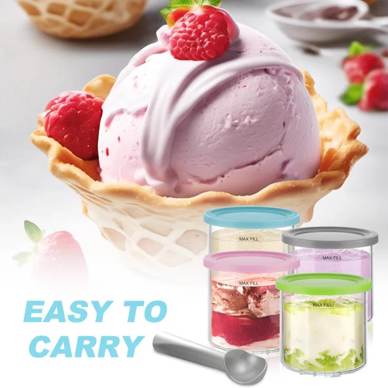 4 ice cream storage containers compatible with NC299AM/NC300 ice cream manufacturing cups for sealing ice cream cans.