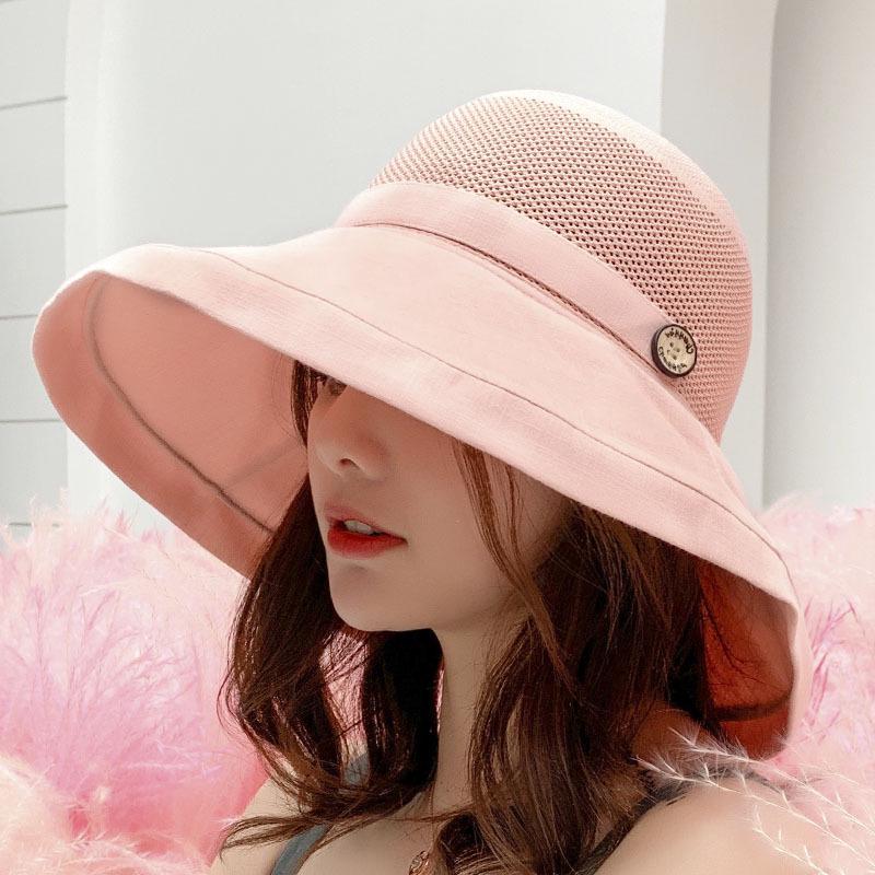 Women's Summer UV-Protection Wide Brim Bucket Hat with Face Covering - Korean Style