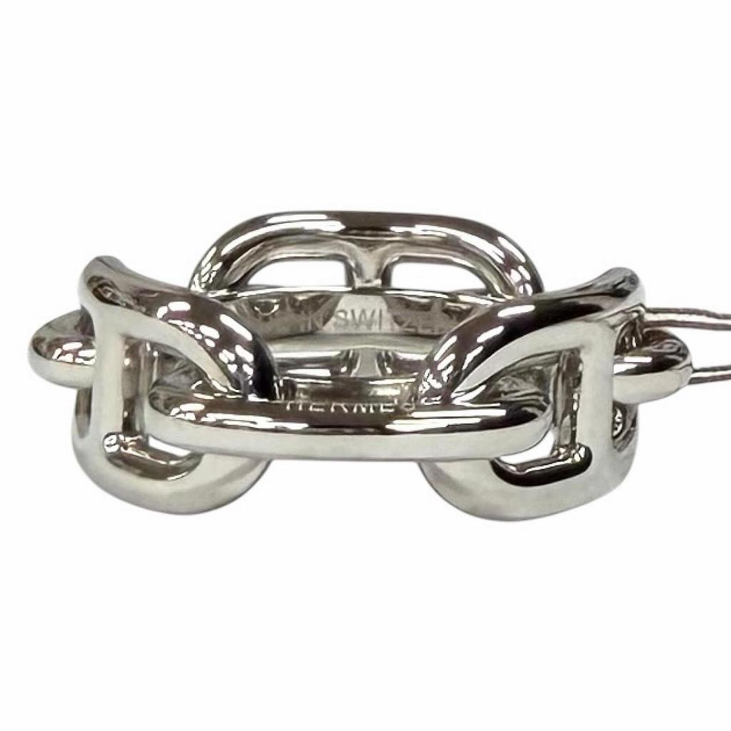 Pristine HERMES Scarf ring Legato Chaine d'Ancre Silver Women Used
