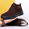 Winter New Men's Cotton Shoes, Genuine Leather, Wool and Fur Integrated Warm Casual High-top Boots, Anti-velvet Cowhide Men's Shoes